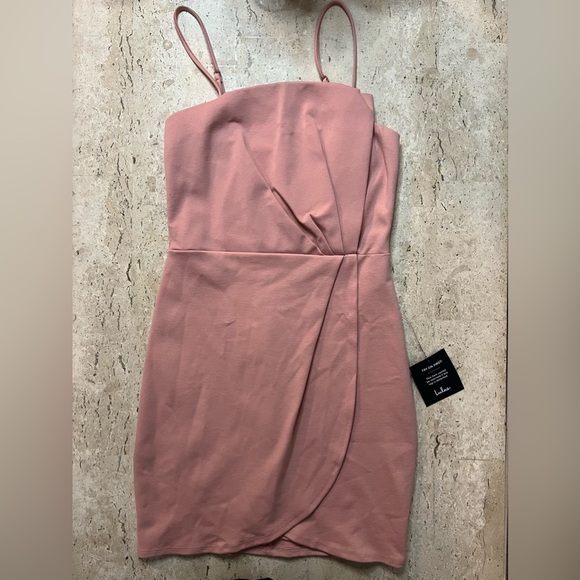 NWT Lulus Drinks On Me Mauve Pink Sleeveless Pleated Bodycon Dress Size Small - Picture 2 of 7